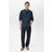 Mango Man linnen casual overhemd donkerblauw