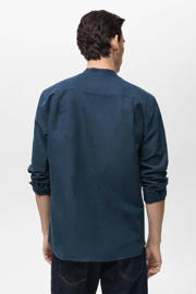 thumbnail: Mango Man linnen casual overhemd donkerblauw