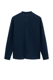 thumbnail: Mango Man linnen casual overhemd donkerblauw