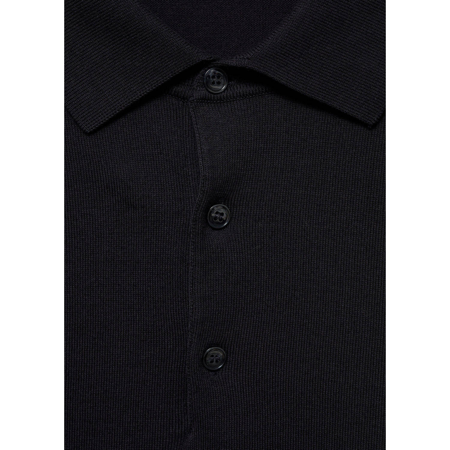 Mango Man polo fijn gebreid donkerblauw