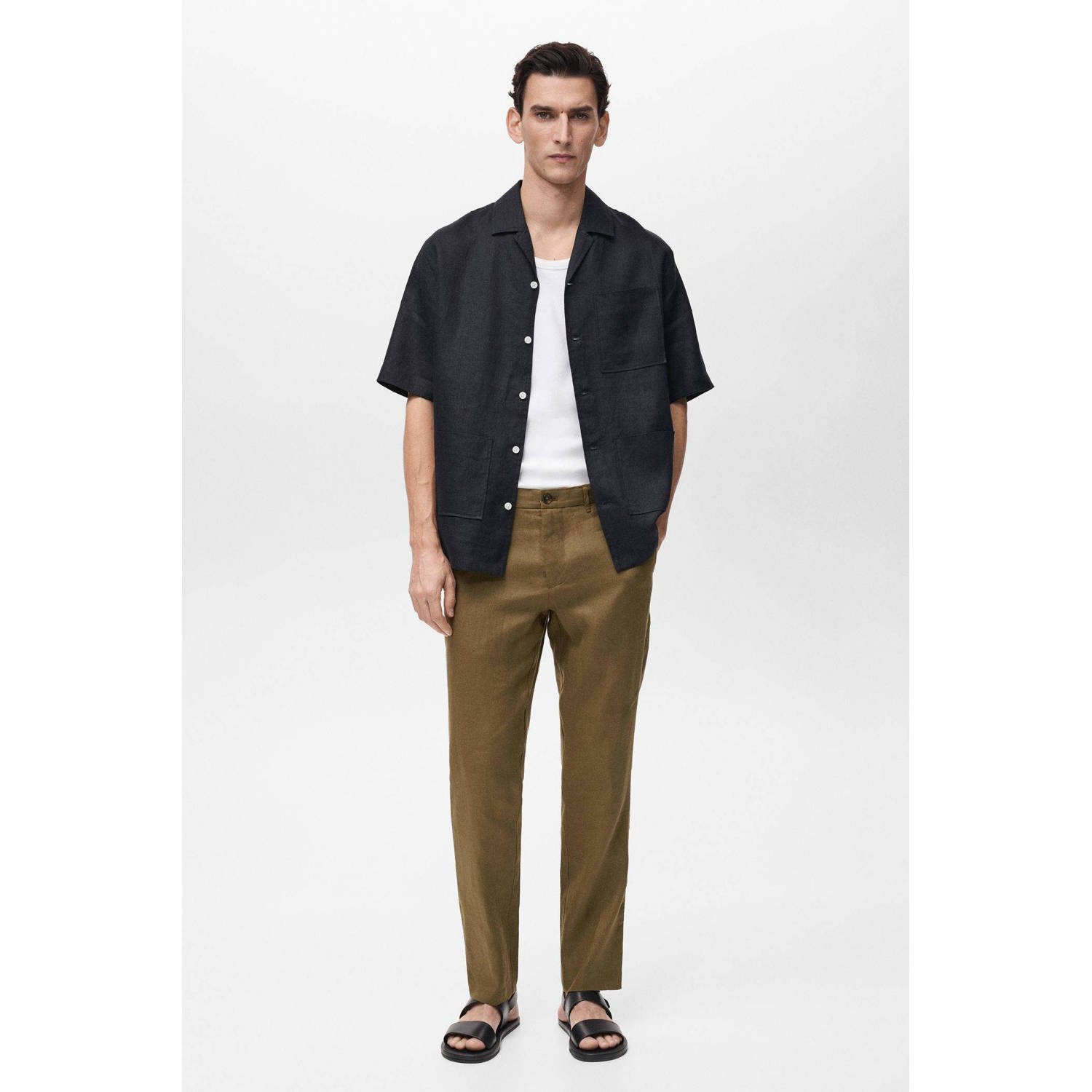 Mango Man slim pantalon olijfgroen