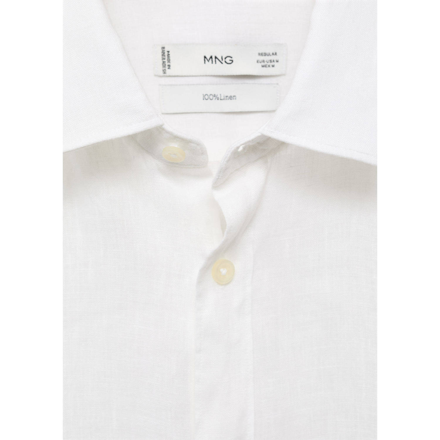 Mango Man linnen casual overhemd wit