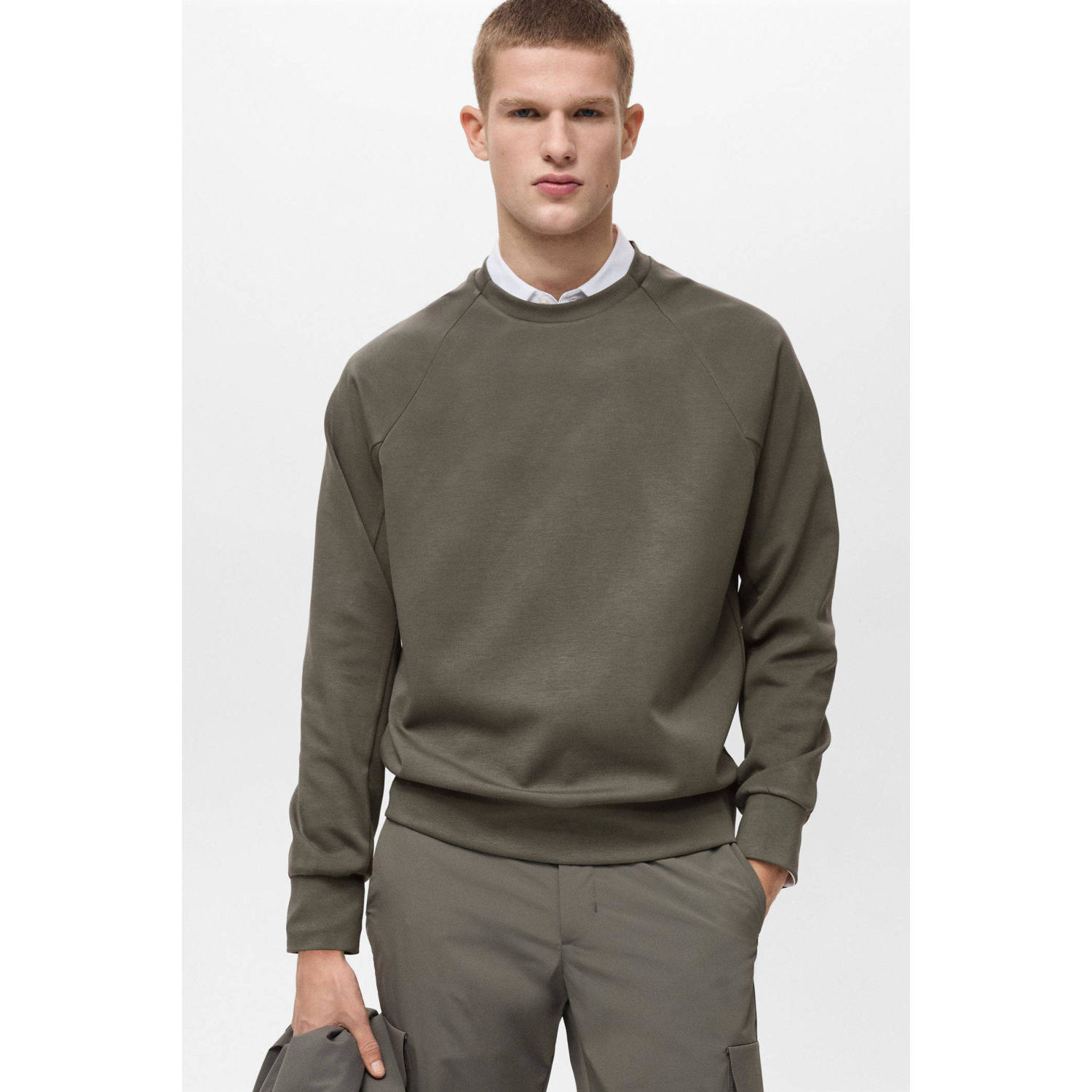 Mango Man sweater grijsgroen