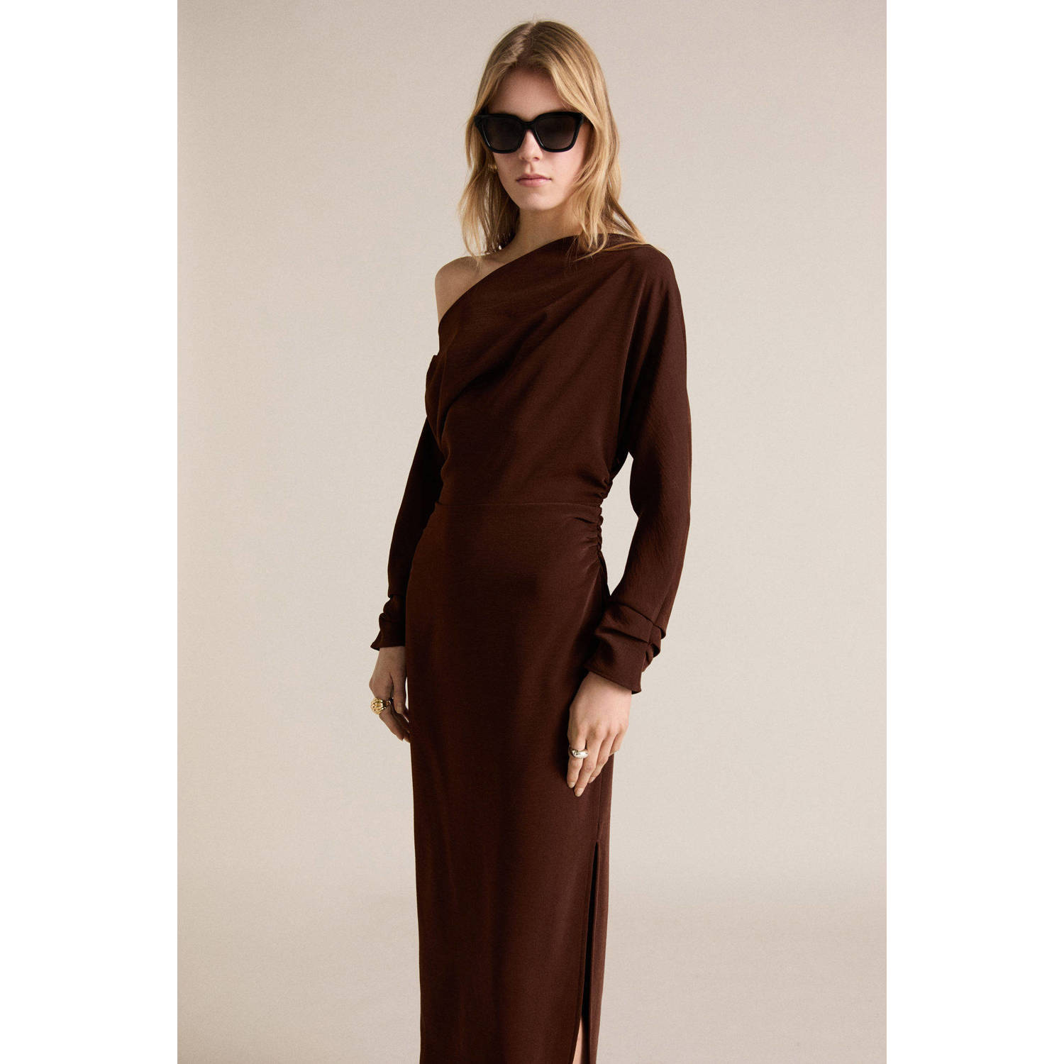 Mango midi jurk bruin