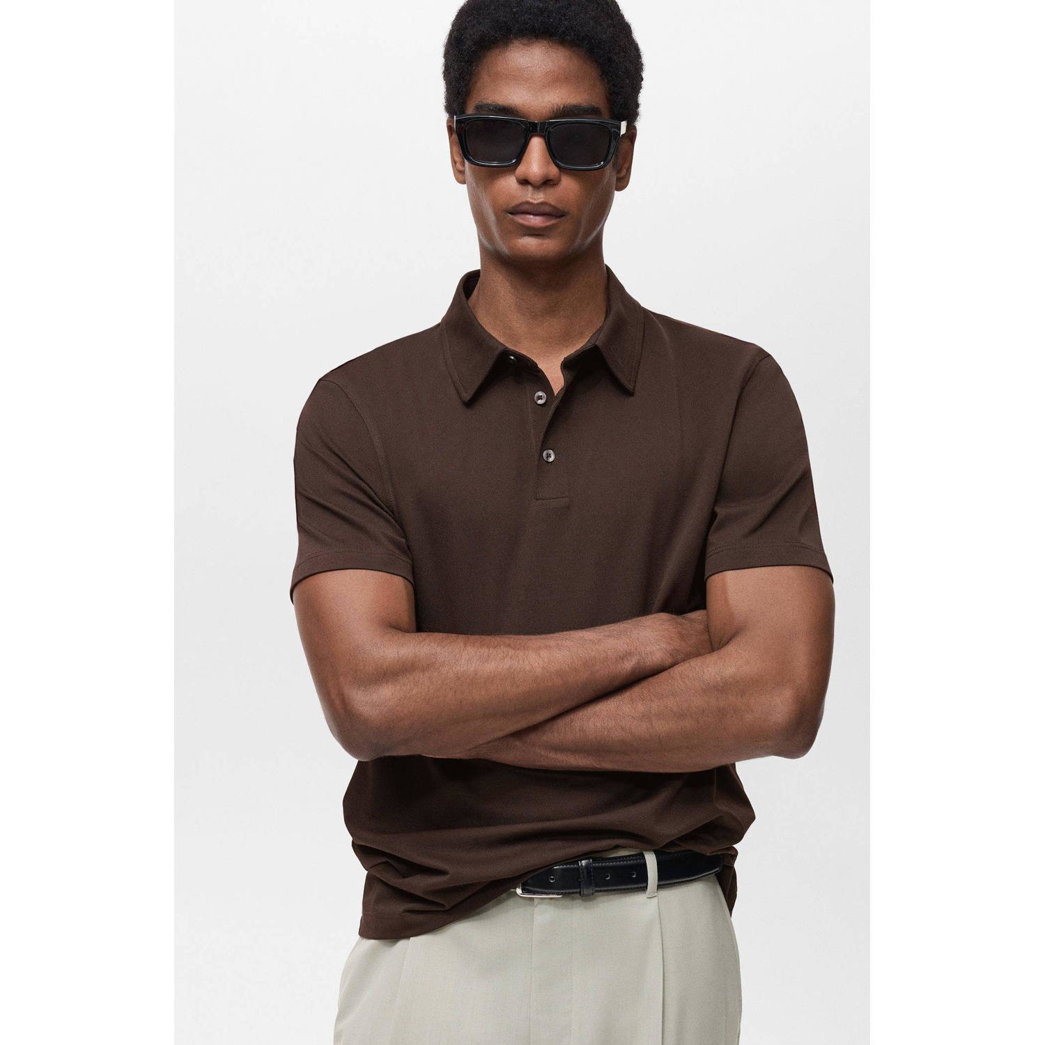 Mango Man polo donkerbruin