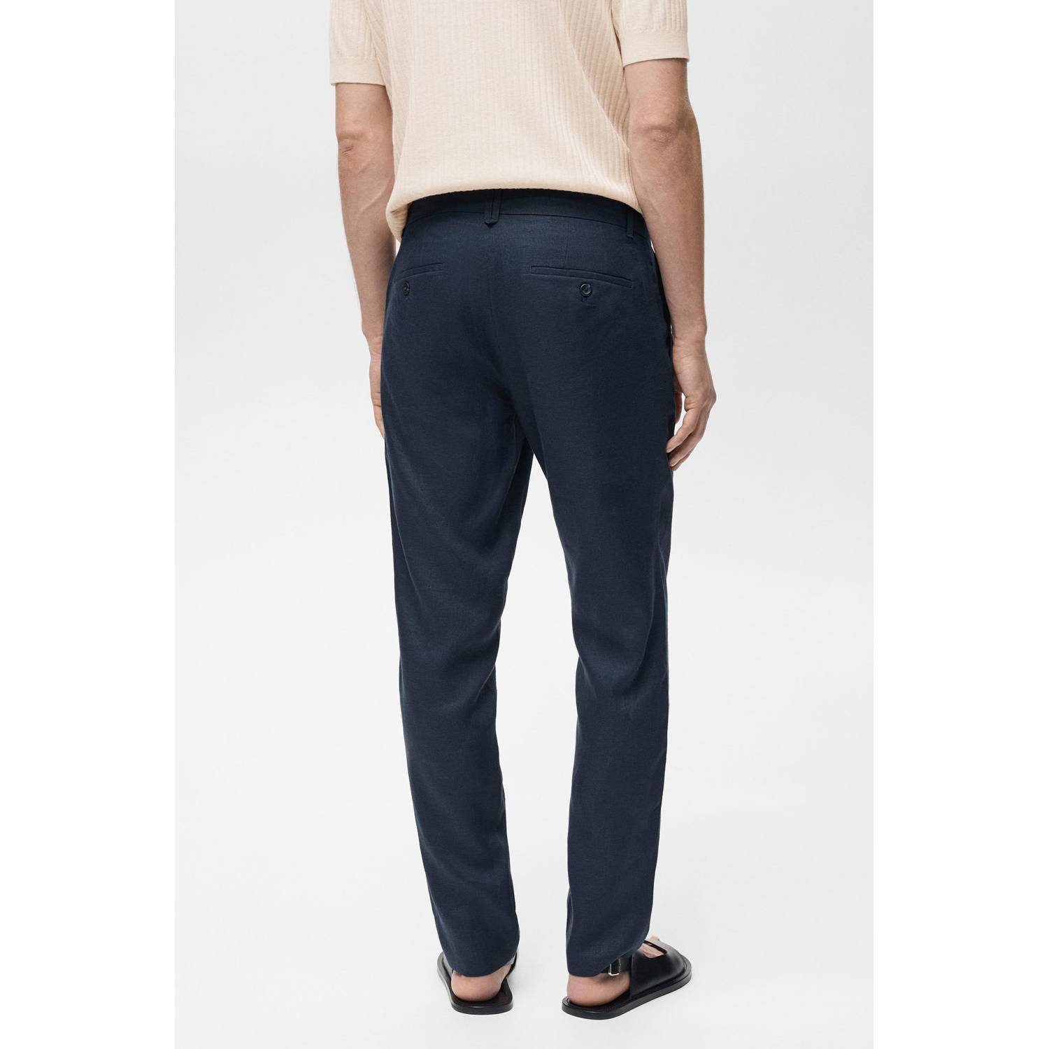 Mango Man slim pantalon donkerblauw