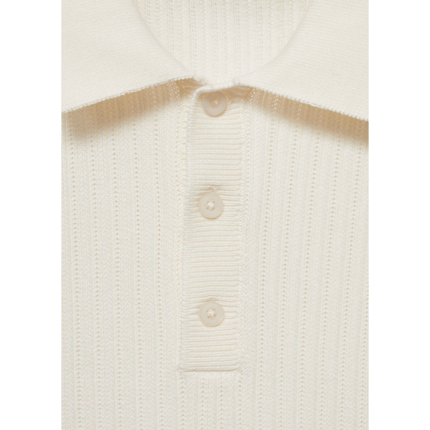 Mango Man regular polo gebreid ecru