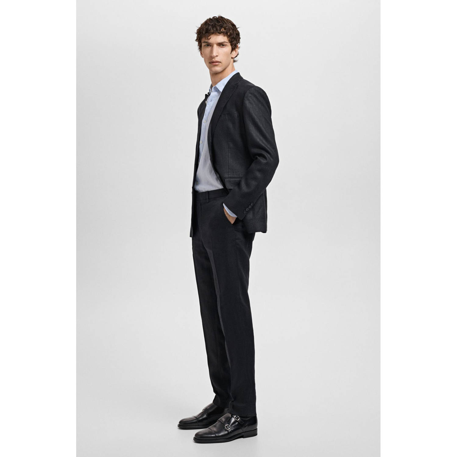 Mango Man slim pantalon zwart