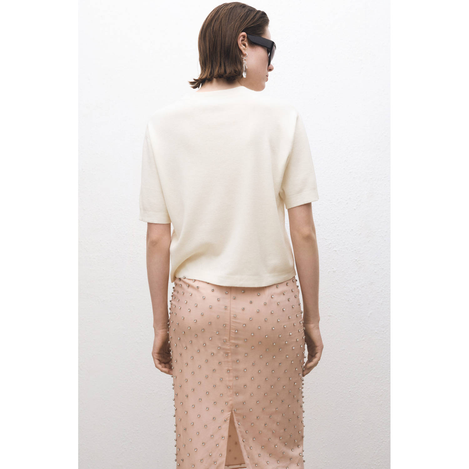 Mango top ecru gebreid
