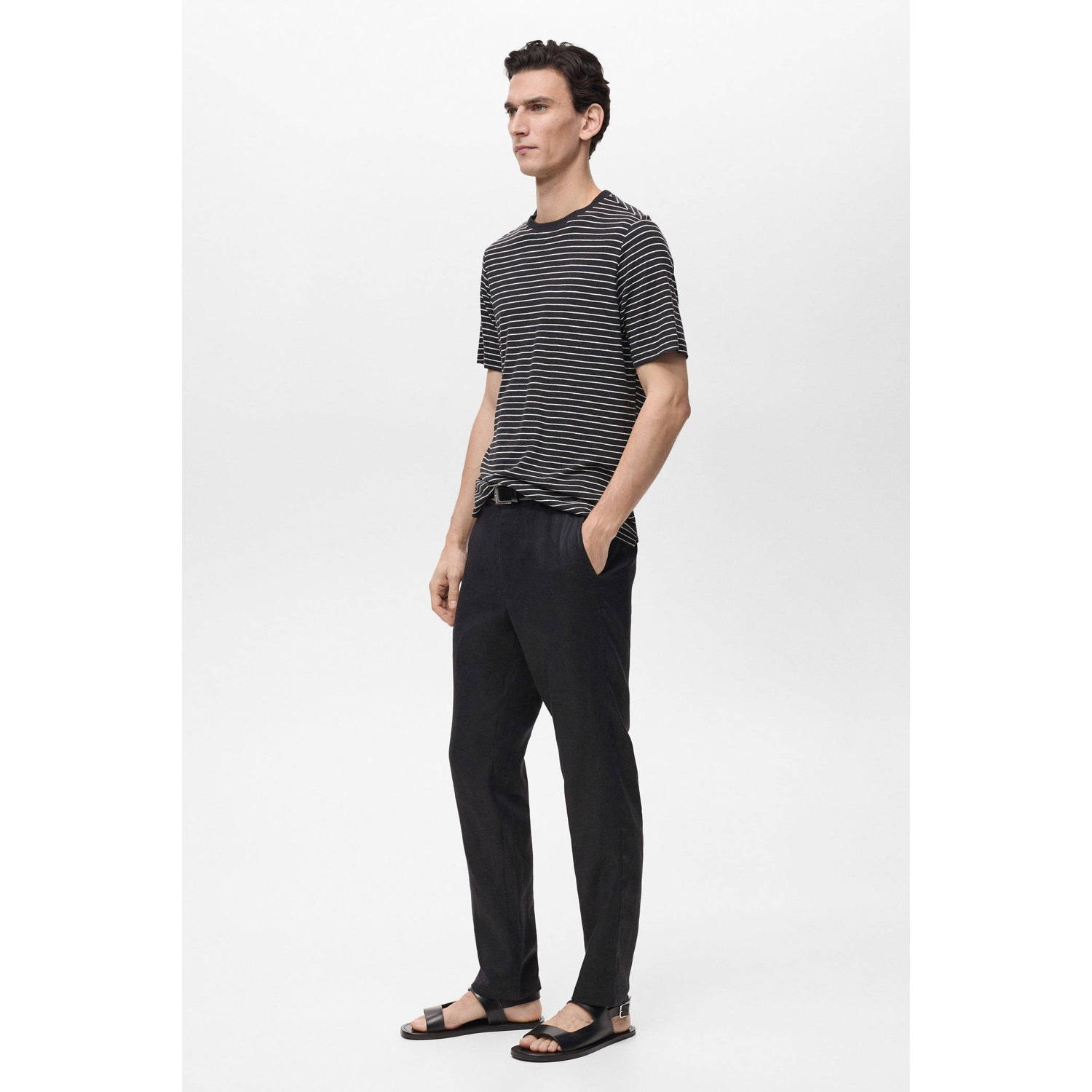 Mango Man slim pantalon zwart