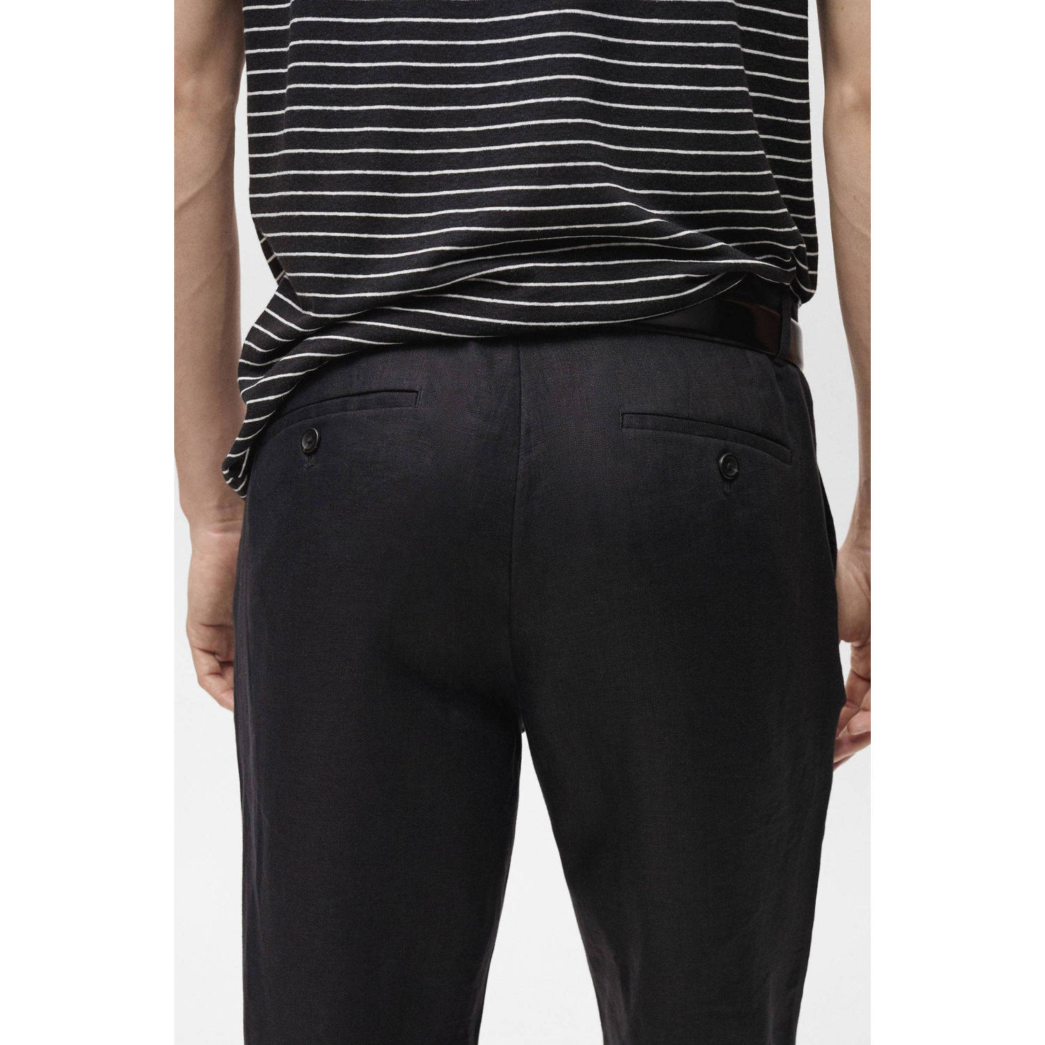 Mango Man slim pantalon zwart