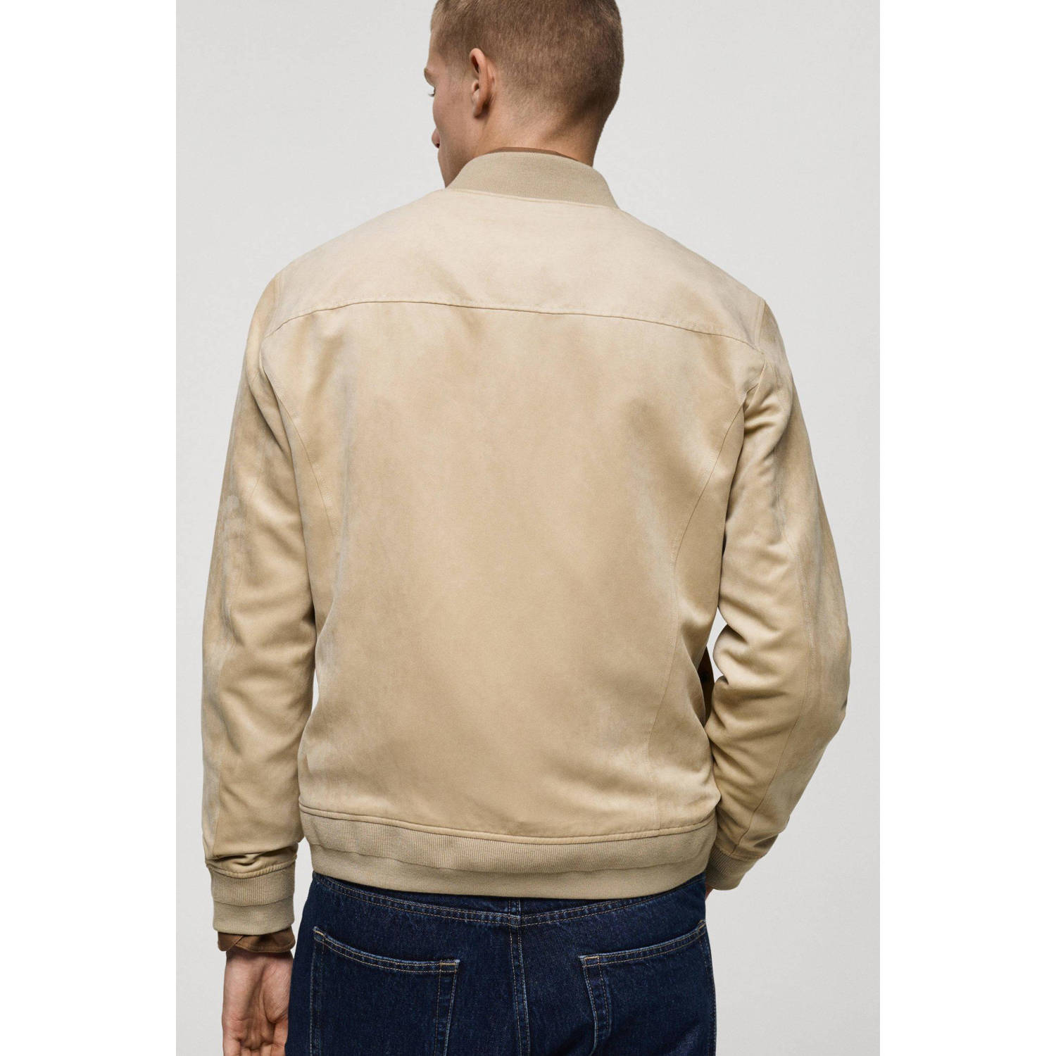 Mango Man imitatie suède bomberjack beige