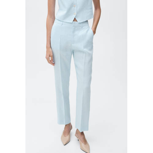 Mango linnen pantalon slim fit afbeelding