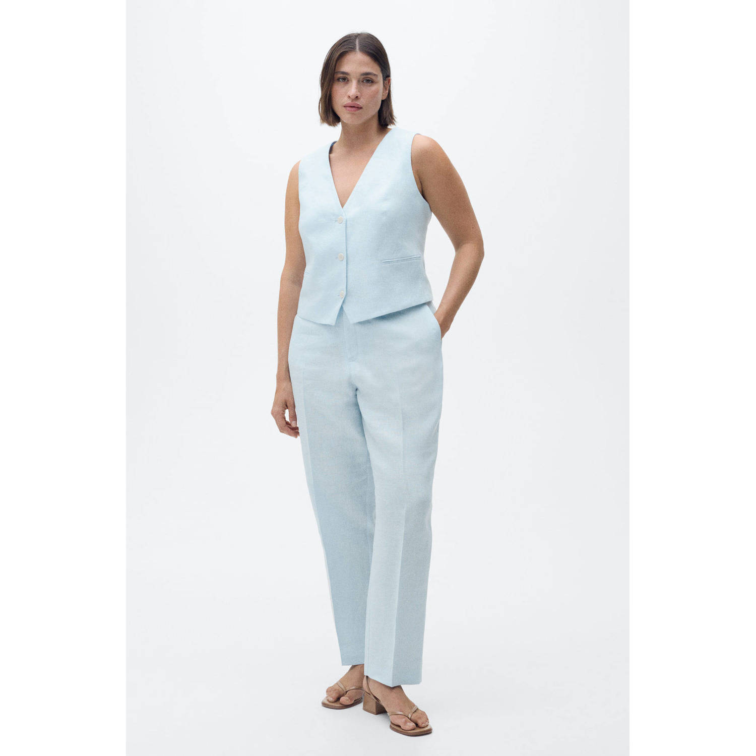 Mango linnen pantalon slim fit