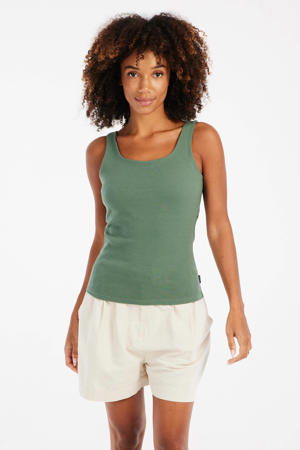singlet donkergroen rib gebreid