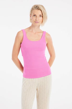singlet roze rib gebreid