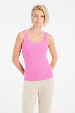 singlet roze rib gebreid