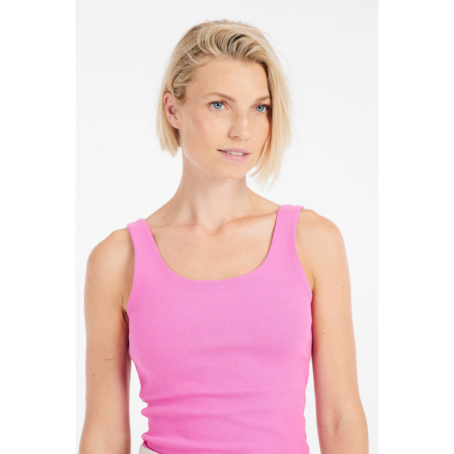 Protest singlet roze rib gebreid