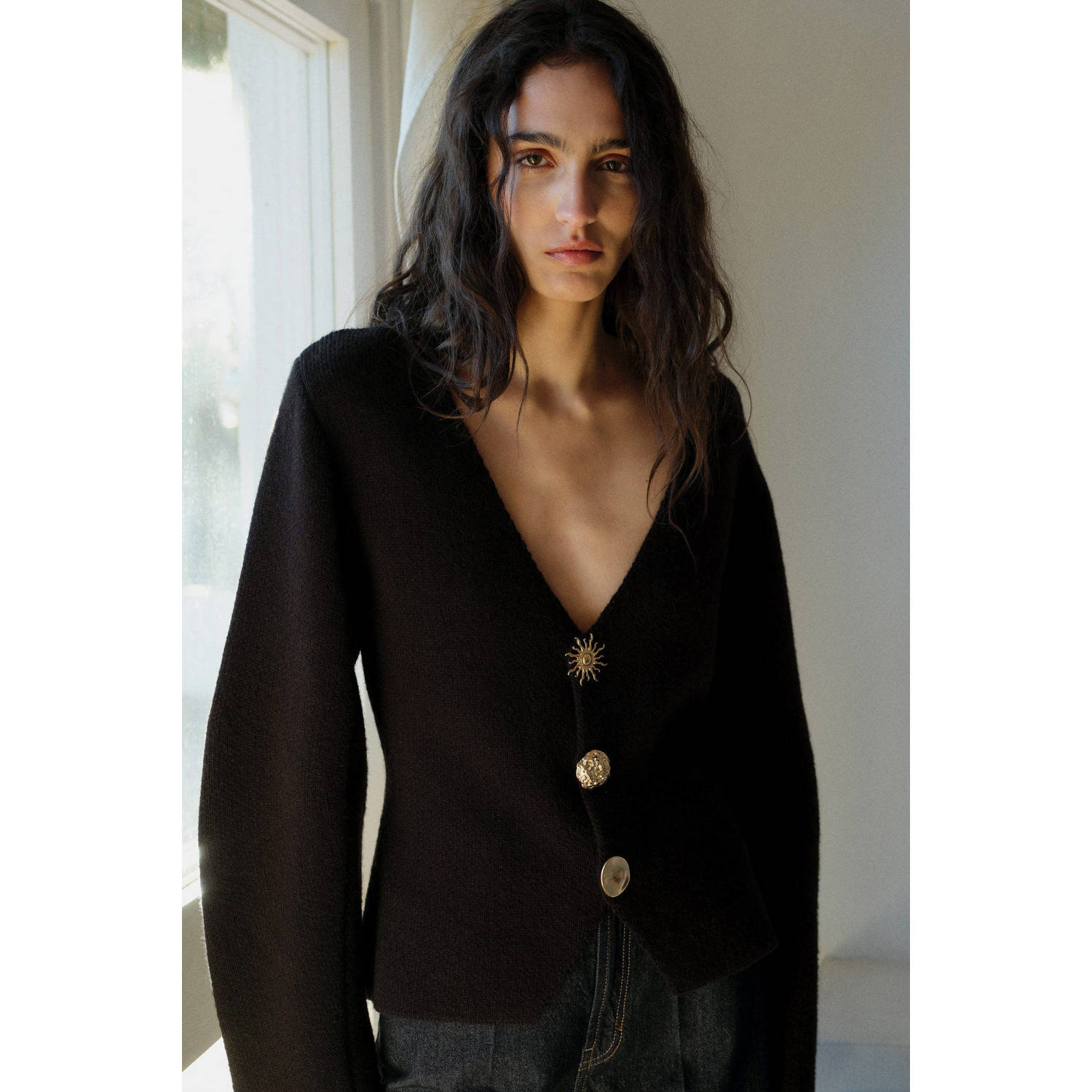 Mango gebreid vest zwart