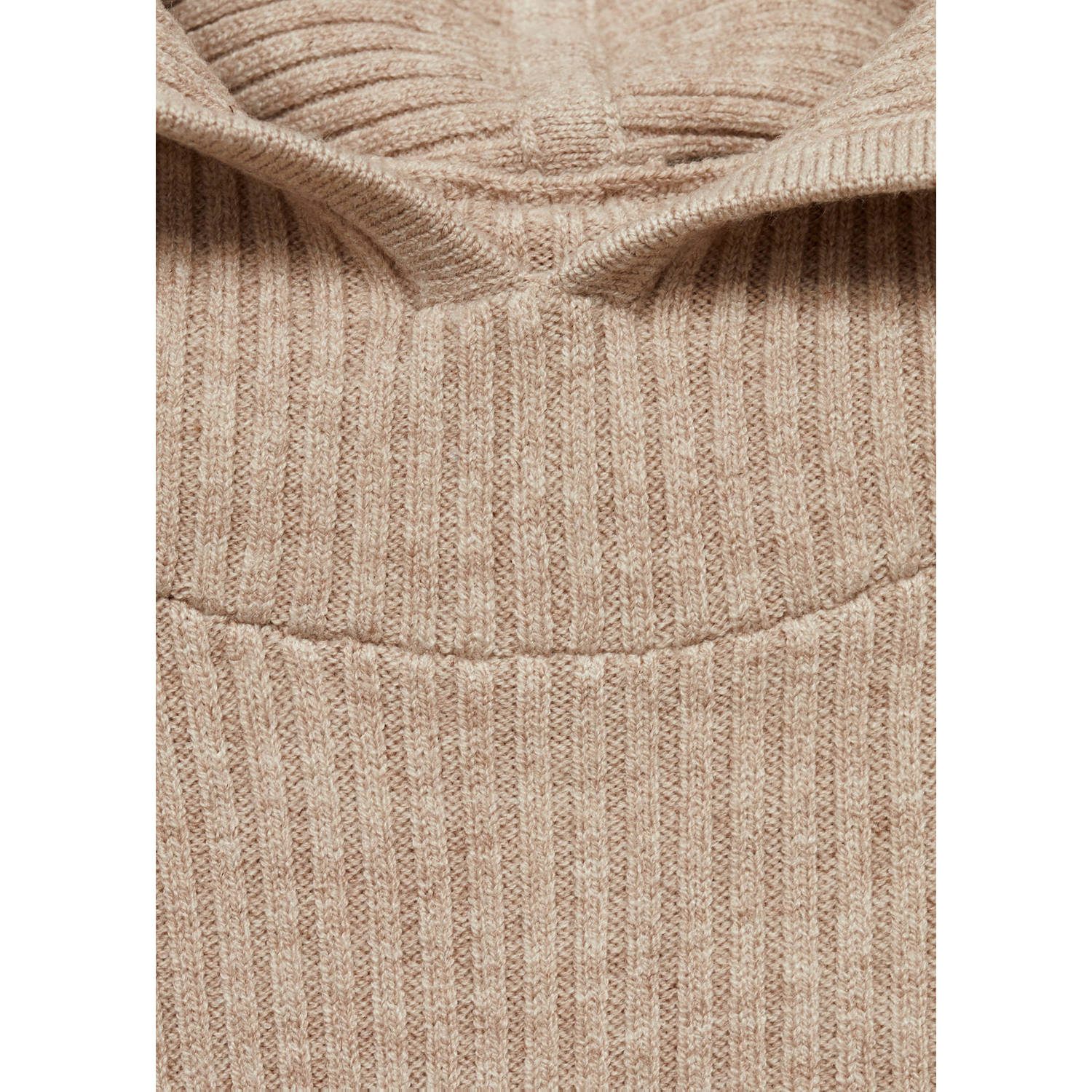Mango hoodie beige rib gebreid
