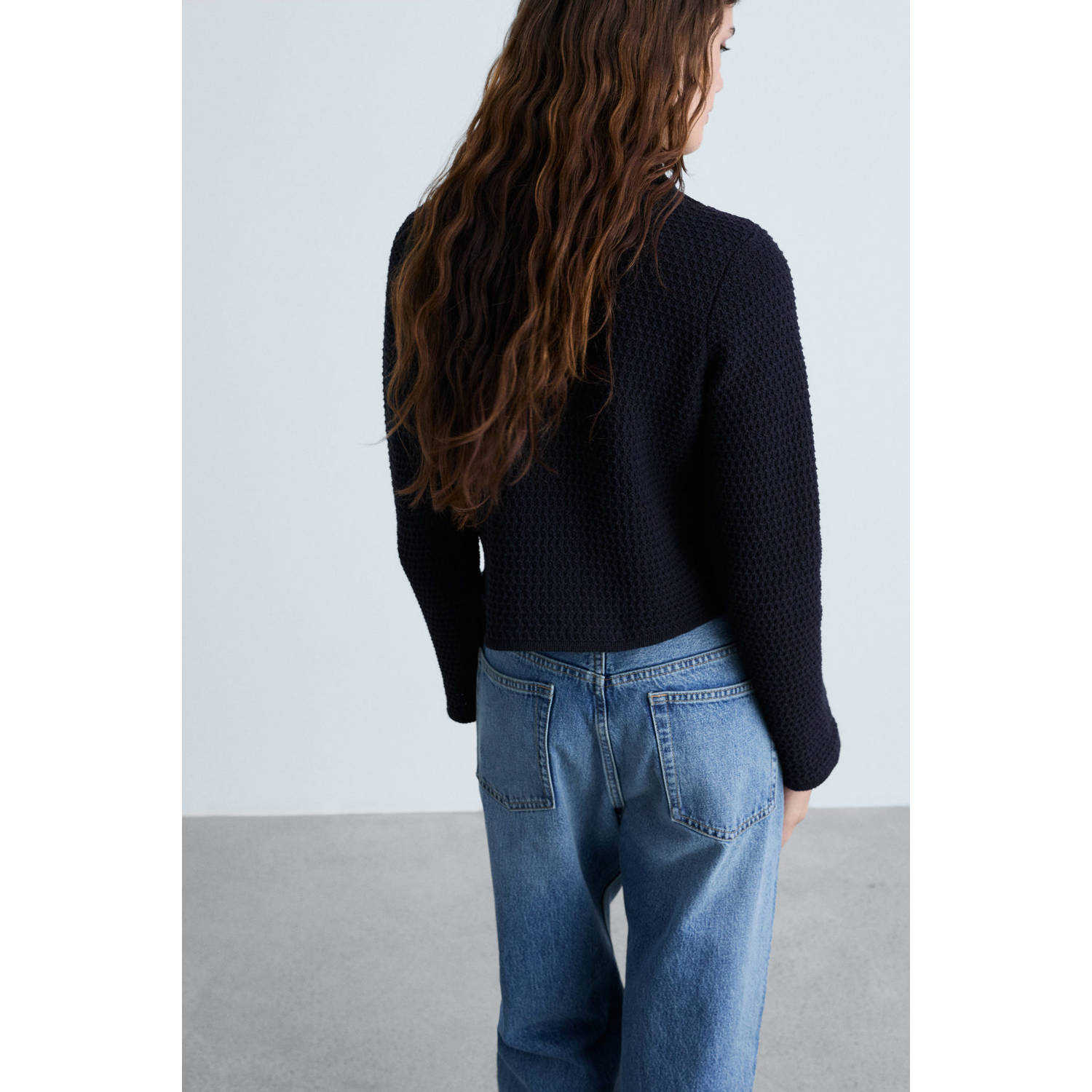 Mango gebreid vest donkerblauw