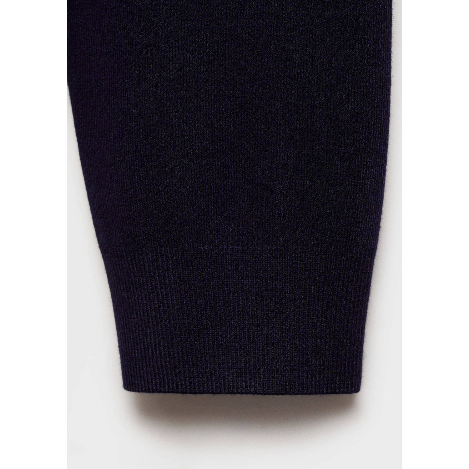 Mango pullover donkerblauw rib gebreid