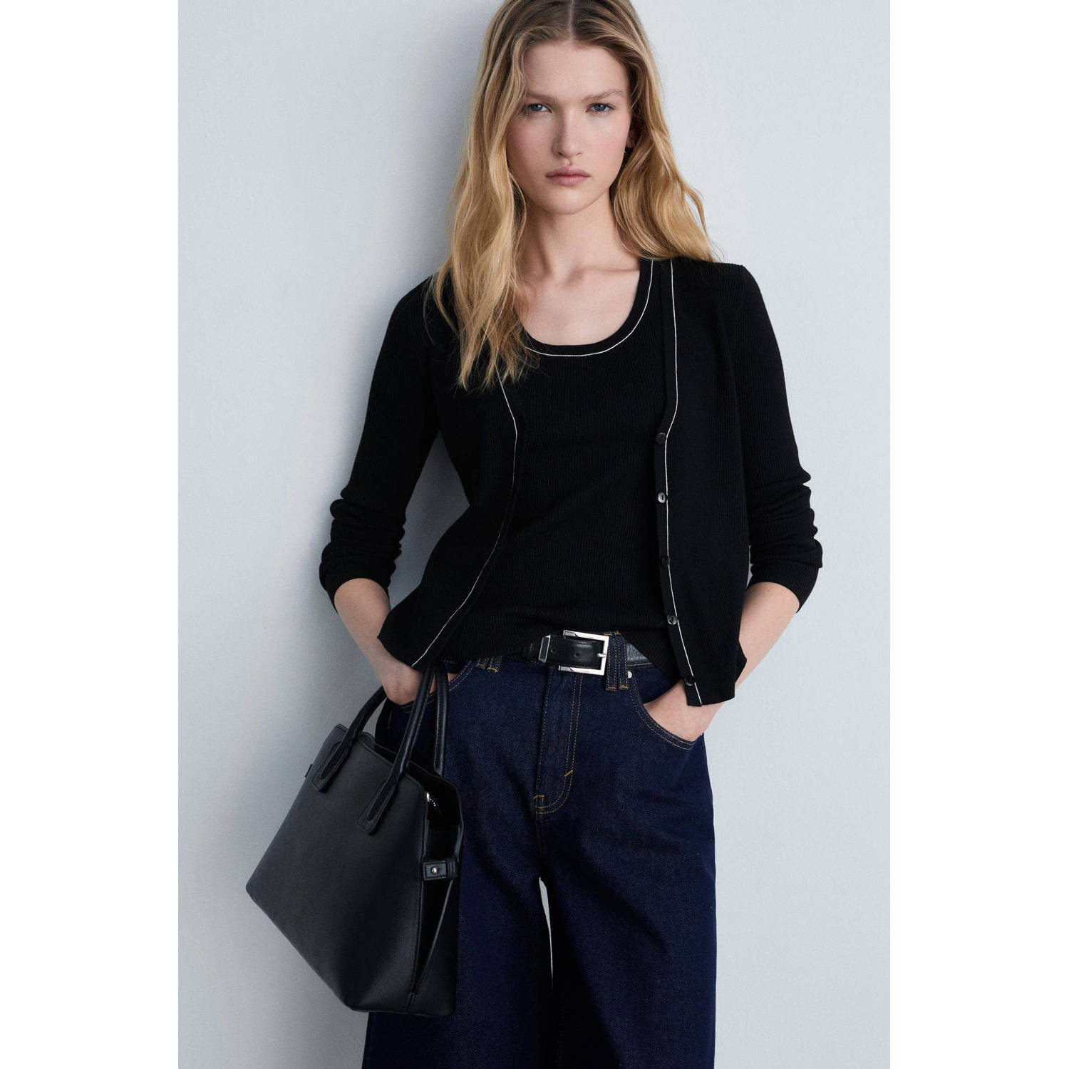 Mango gebreid vest zwart