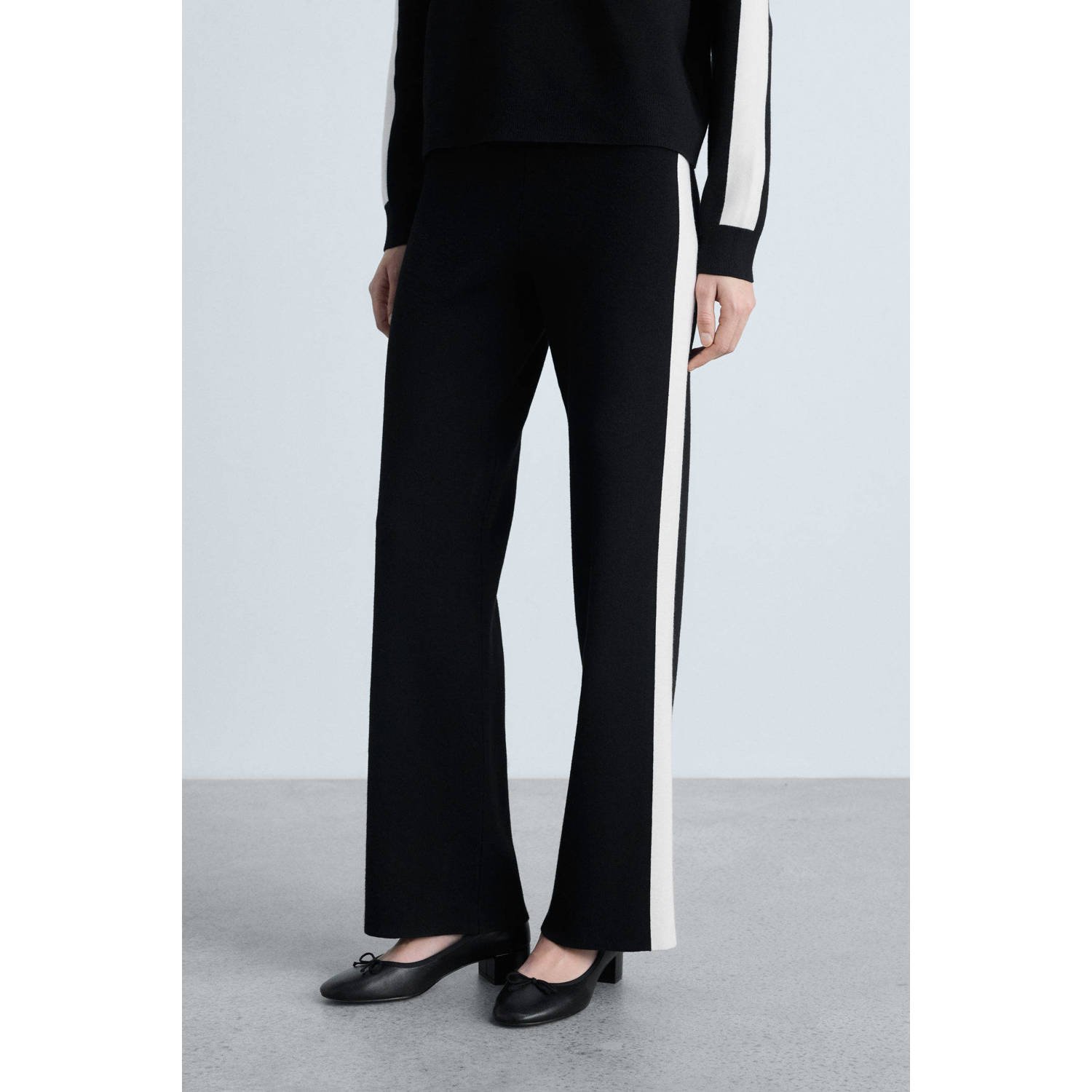 Mango straight regular waist broek zwart