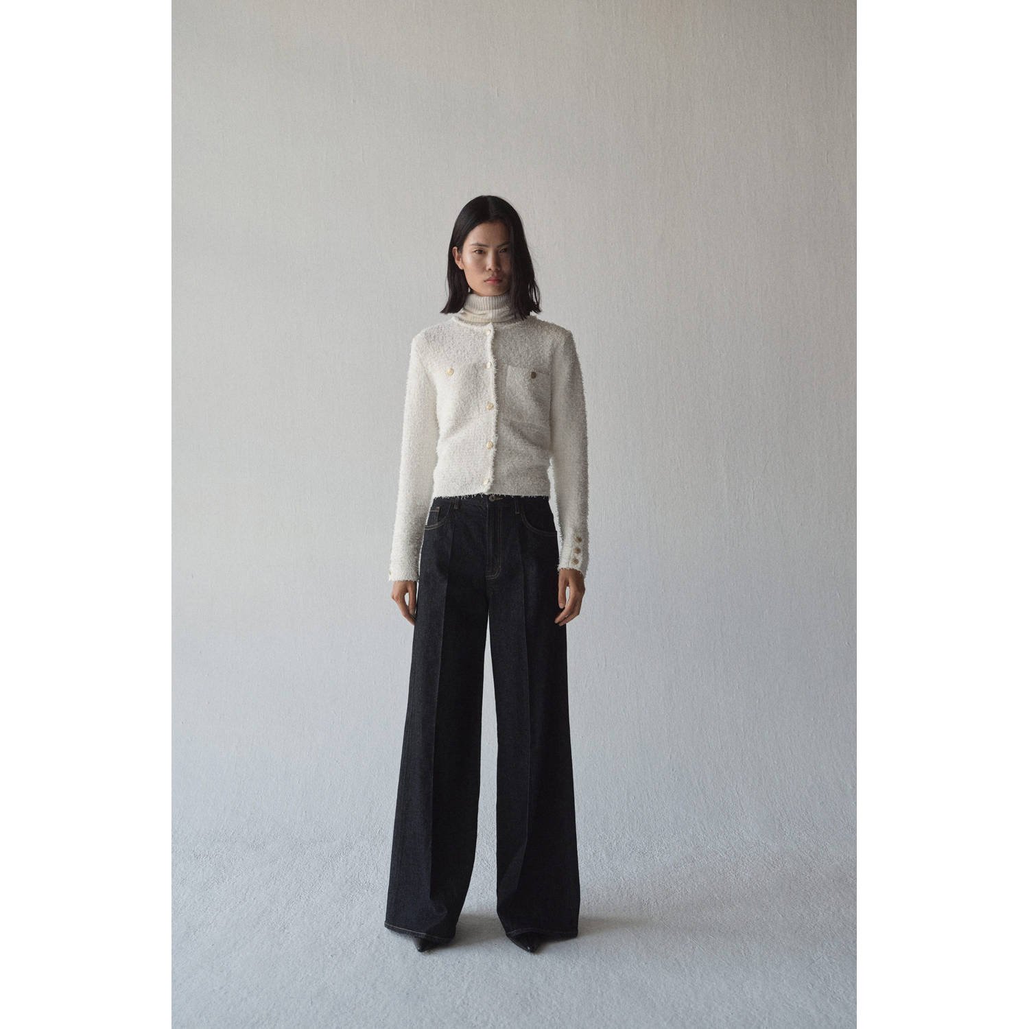 Mango gebreid vest ecru