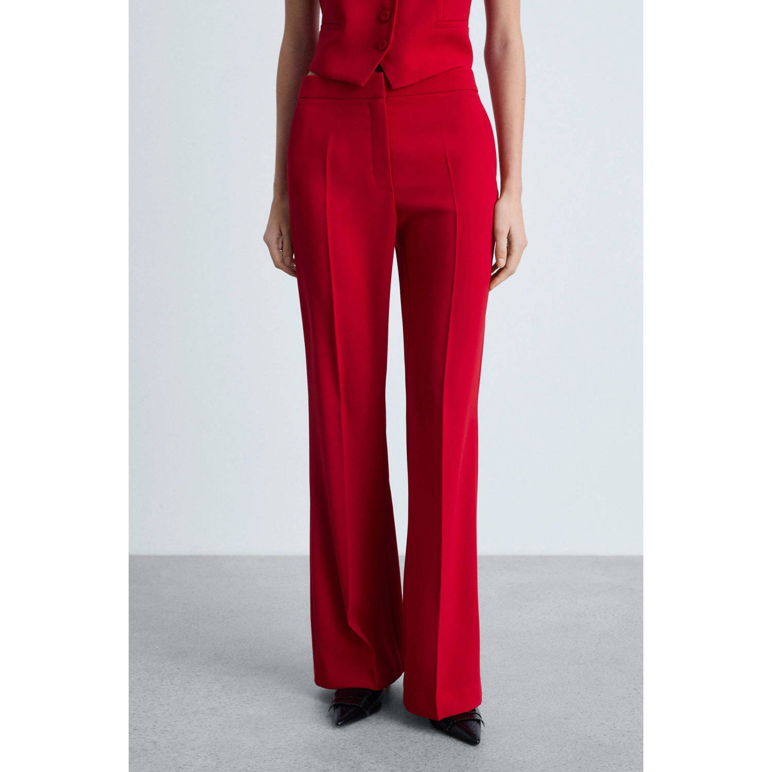 Mango straight fit broek rood