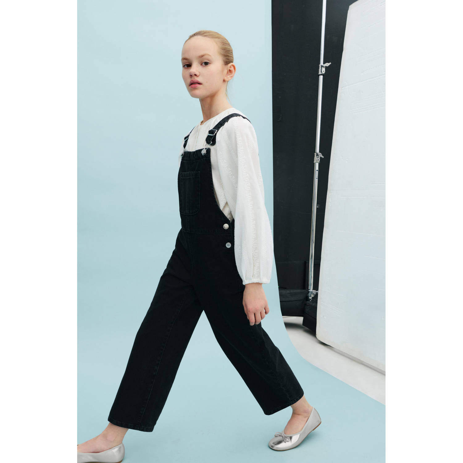 Mango Kids tuinbroek black denim