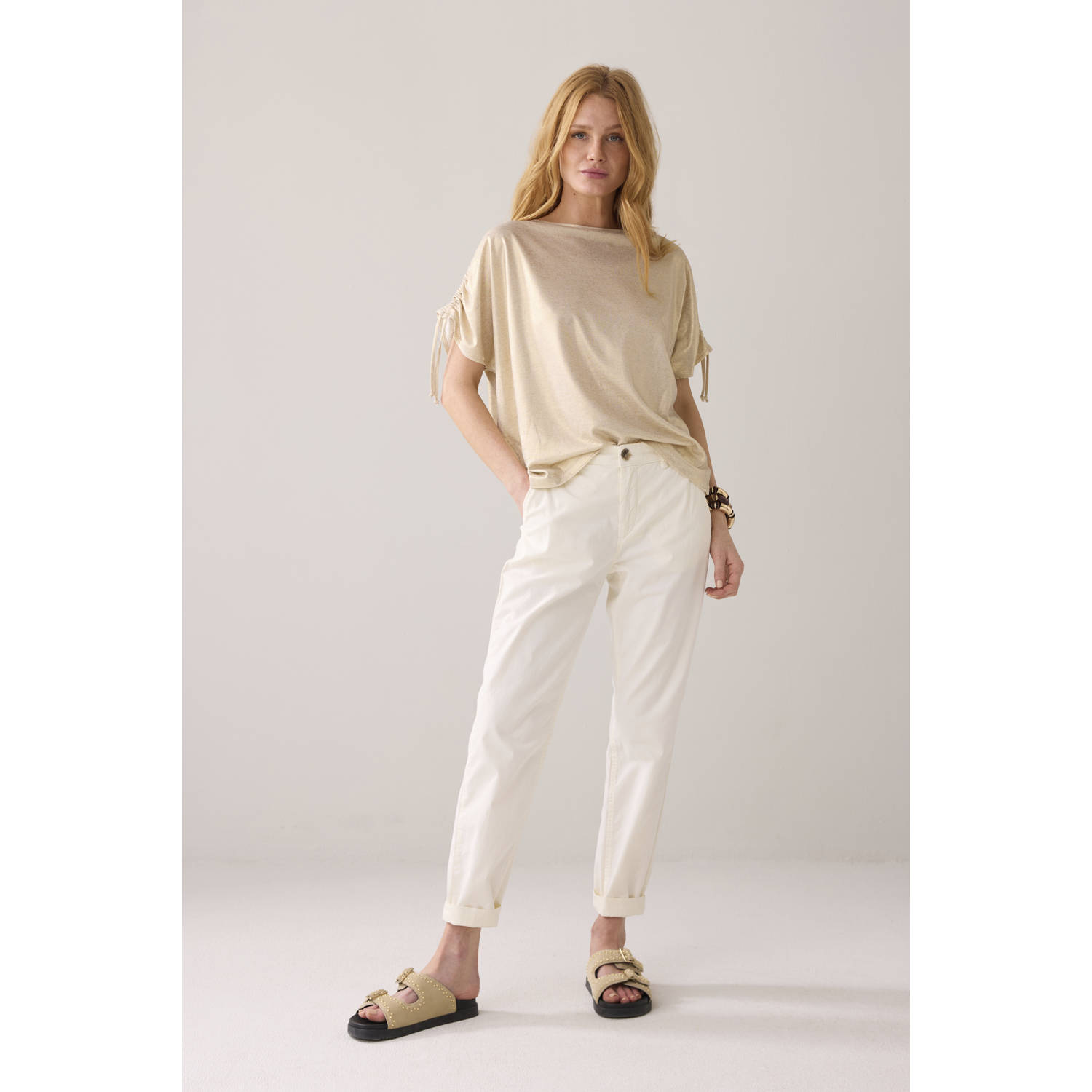 Summum denim slim regular waist chino wit