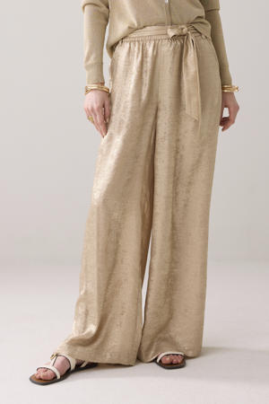 wide leg regular waist casual broek goud