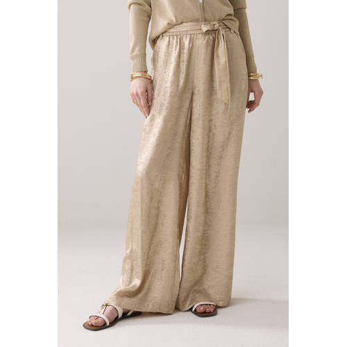 Summum wide leg regular waist casual broek goud afbeelding