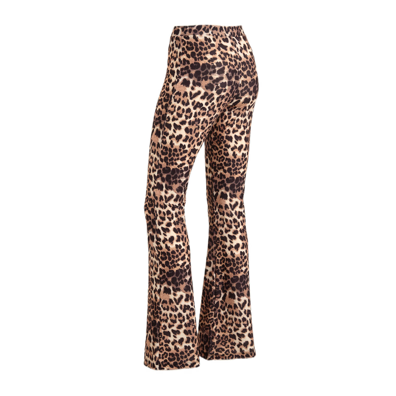 anytime flared broek met leopard print bruin zwart