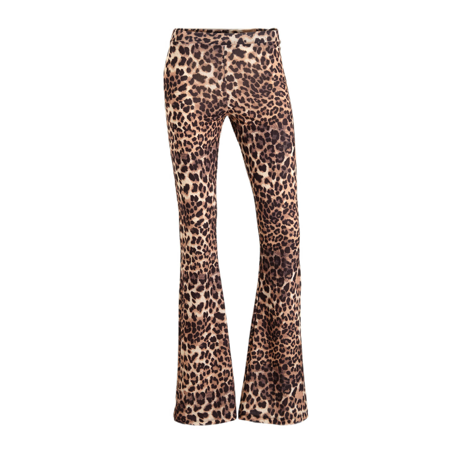 Anytime flared broek met leopard print bruin zwart
