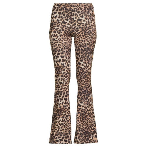 anytime flared broek met leopard print bruin/zwart afbeelding