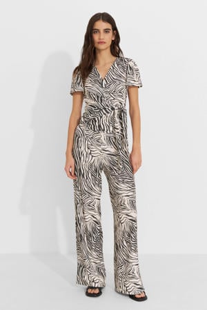 crinkle wide leg broek met zebra print