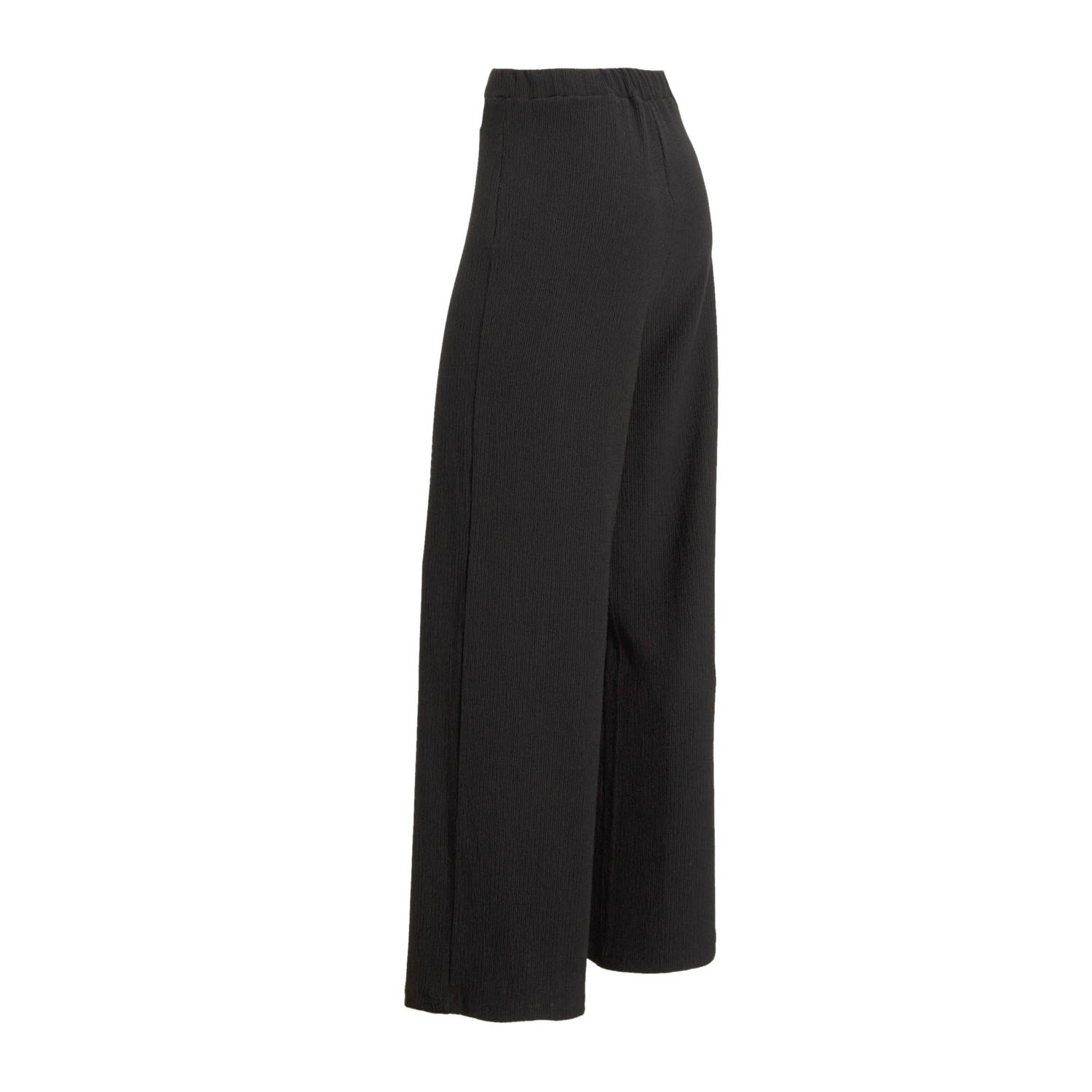 Ruby crinkle wide leg broek zwart