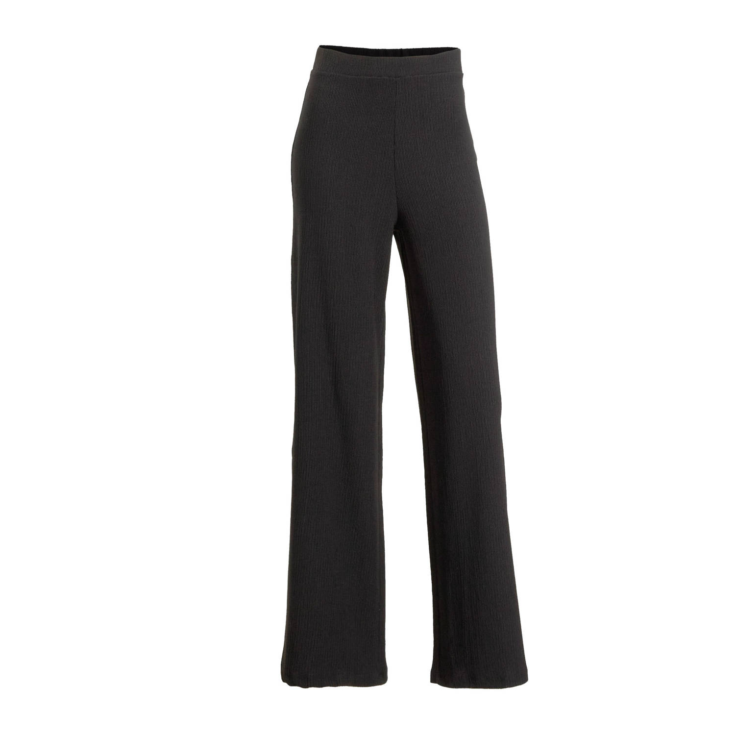 Ruby crinkle wide leg broek zwart