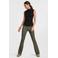 Anytime flared broek met panterprint khaki