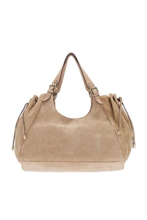 suède schoudertas beige