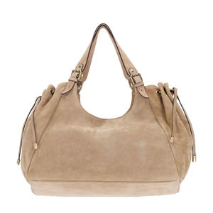 suède schoudertas beige