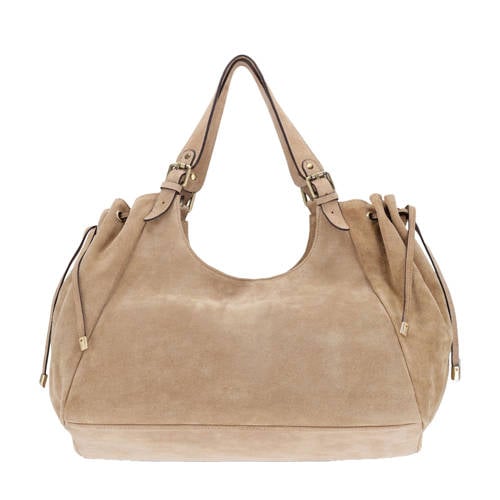 Manfield suede schoudertas beige afbeelding