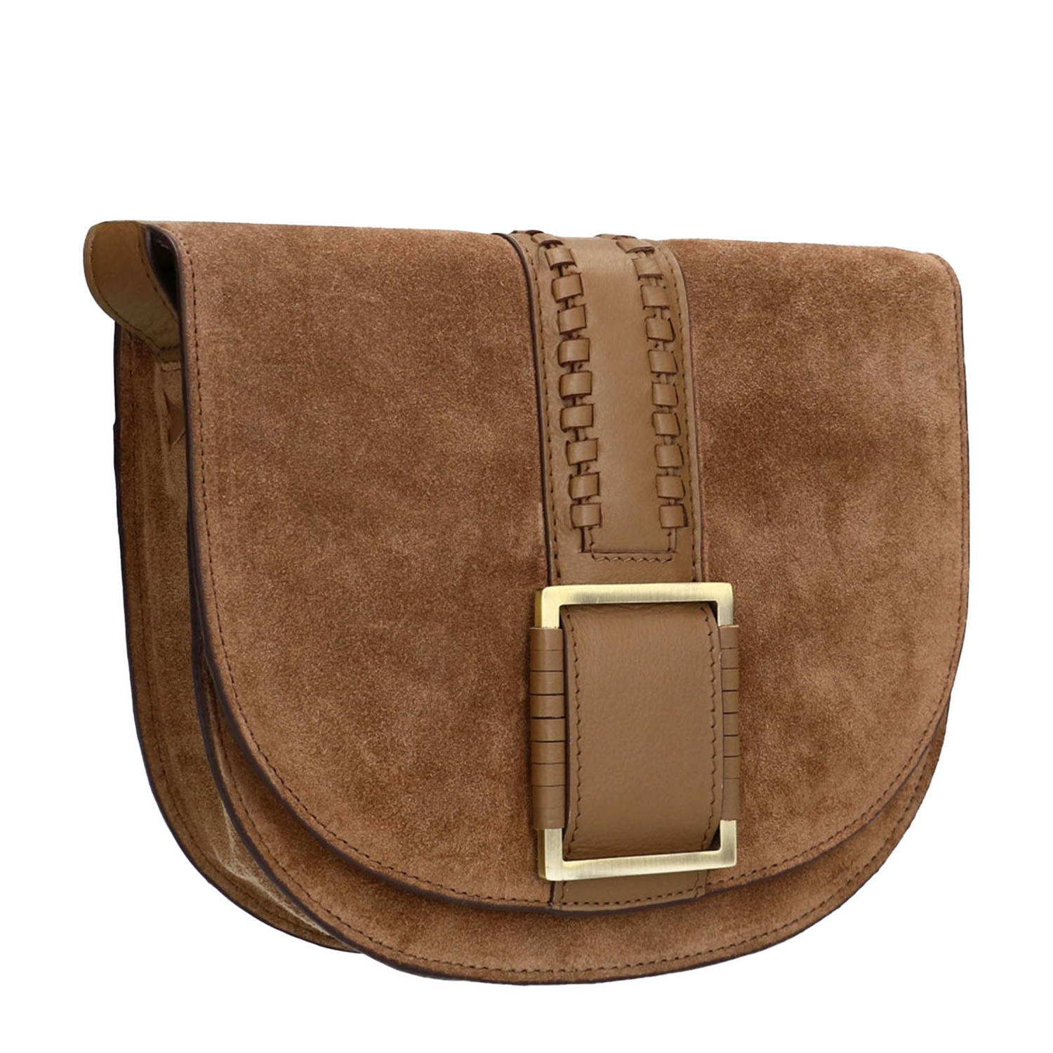 Manfield suede crossbody tas bruin