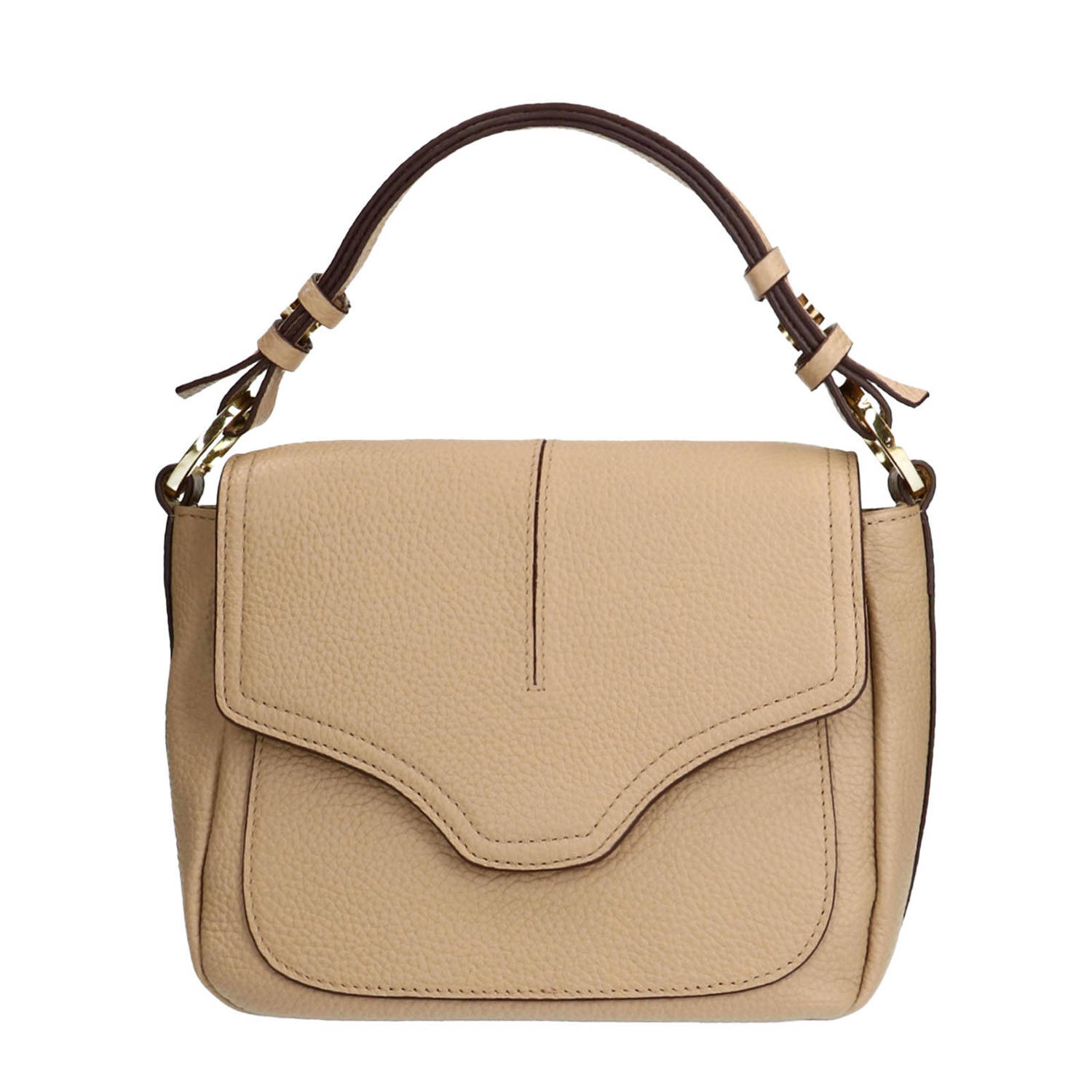Manfield leren schoudertas beige