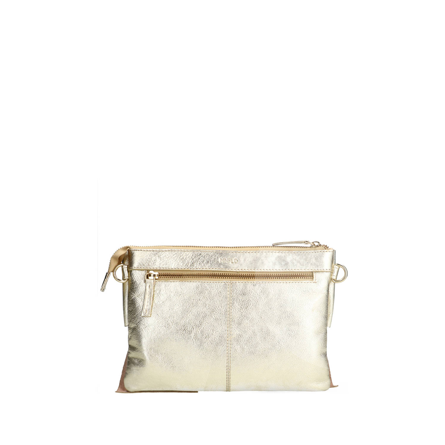 Manfield leren crossbody tas goudkleurig