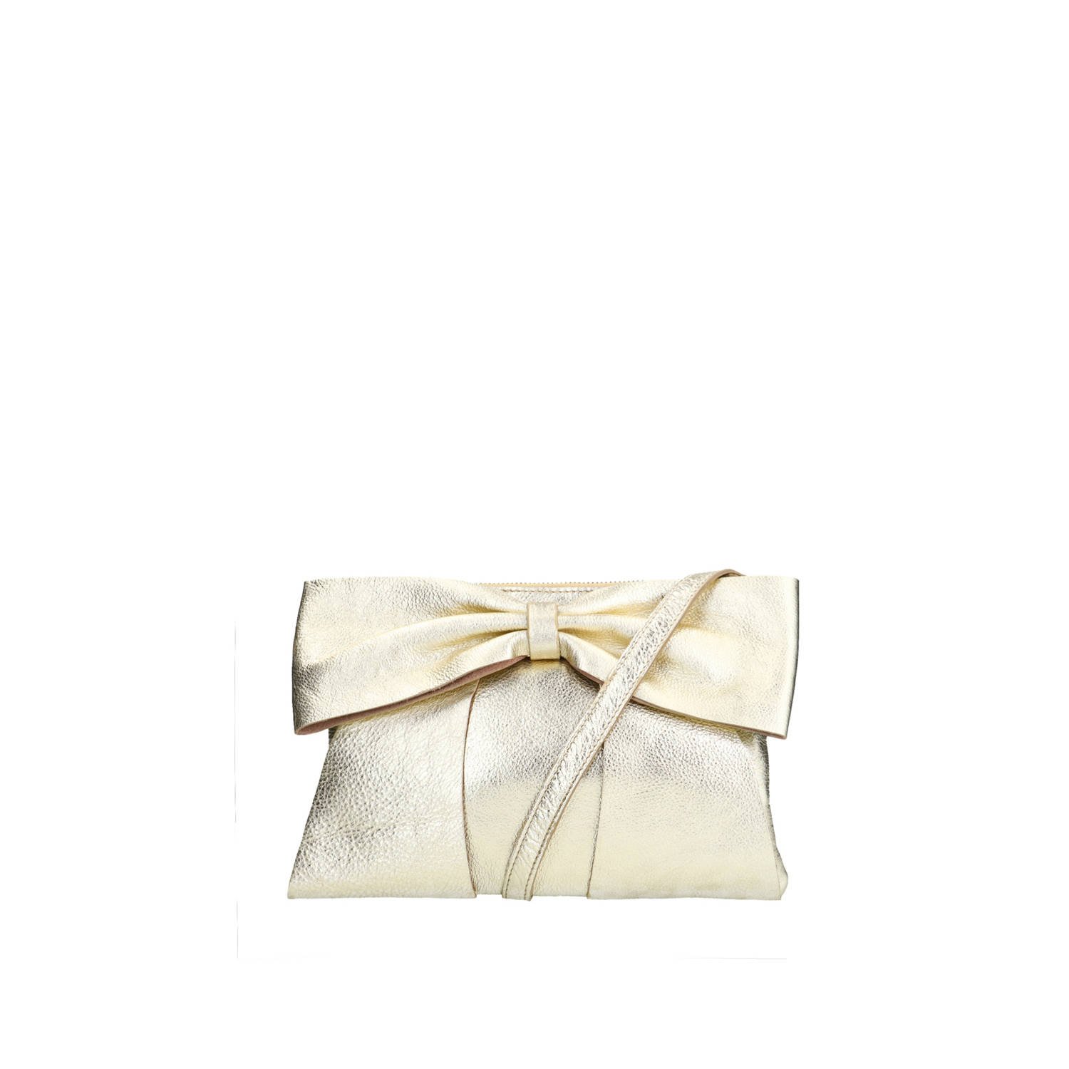 Manfield leren crossbody tas goudkleurig