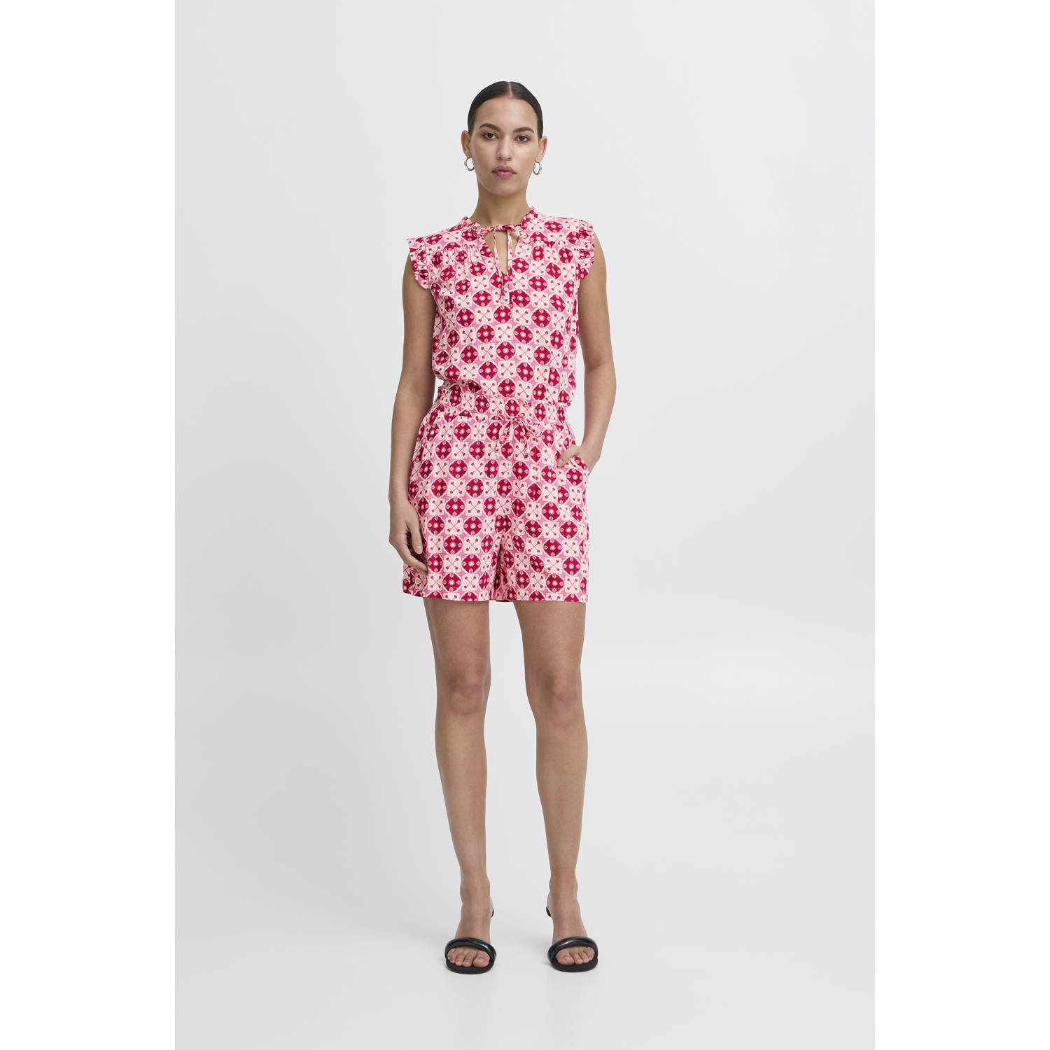 ICHI relaxed regular waist casual short roze