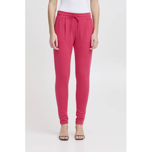 ICHI jersey regular waist casual broek roze afbeelding